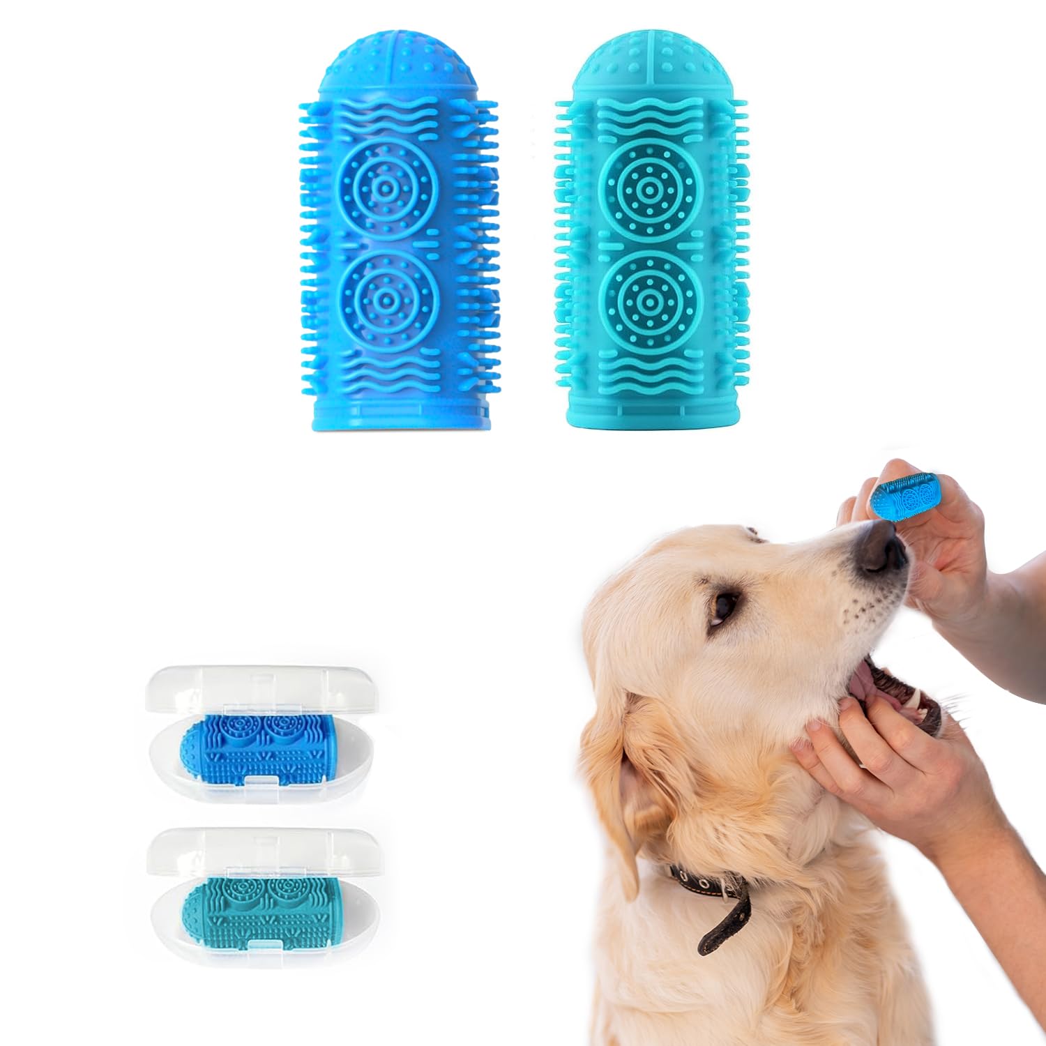 Spazzolino da Dito in Silicone per Cani e Gatti | FluffyCare — Set da 2
